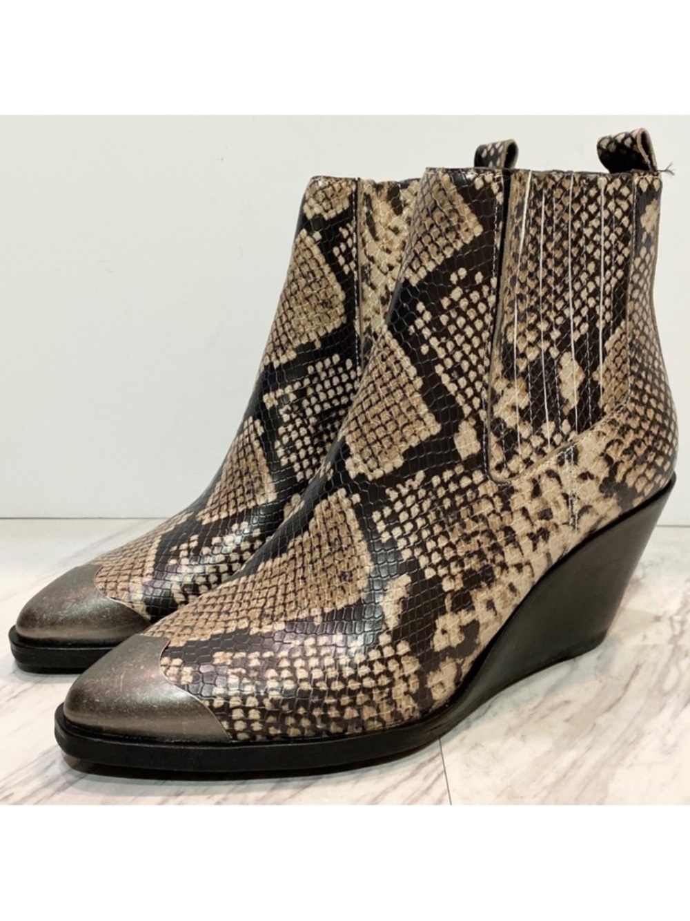 Treasure & Bond Natalie Snake Print Wedge Bootie